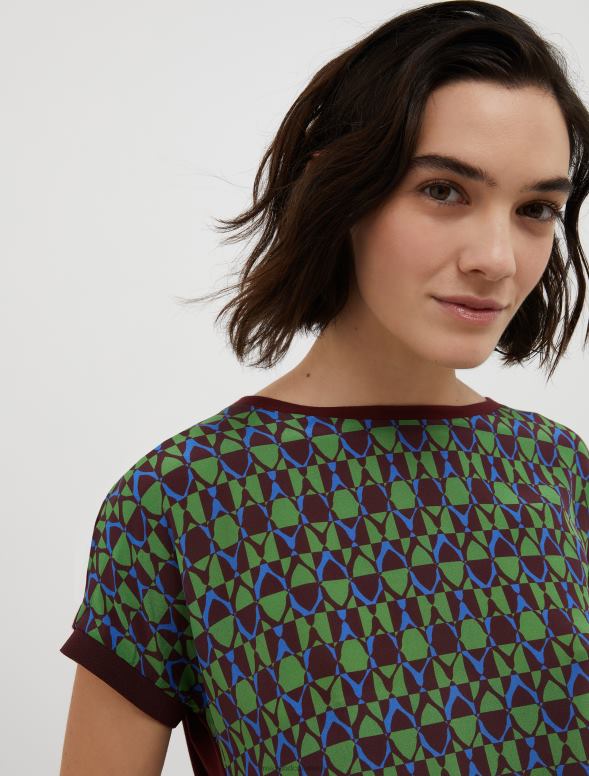 apģērbu 8VJP652 brūns zīda un džersija t-krekls sievietes MAX&Co.