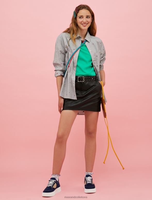 apģērbu 8VJP654 debesu zils tamagoči aplikācijas t-krekls sievietes MAX&Co.