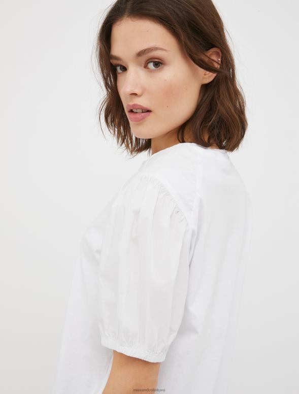 apģērbu 8VJP657 optika balta t-krekls ar balonu piedurknēm sievietes MAX&Co.