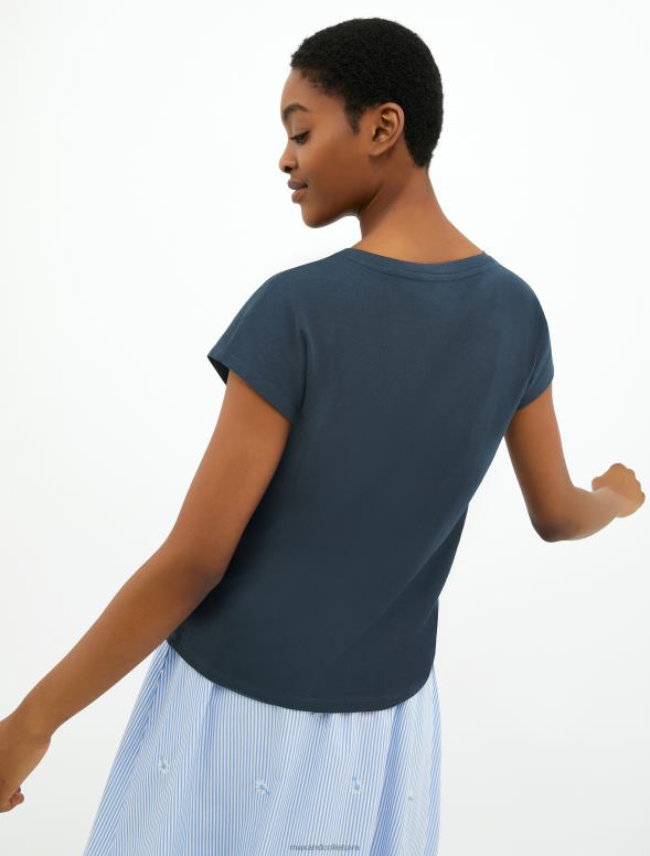 apģērbu 8VJP660 jūras zils kokvilnas džersija t-krekls ar laivu apkakli sievietes MAX&Co.