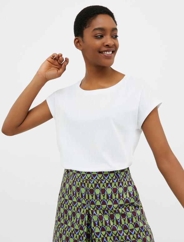 apģērbu 8VJP661 optika balta kokvilnas džersija t-krekls ar laivu apkakli sievietes MAX&Co.