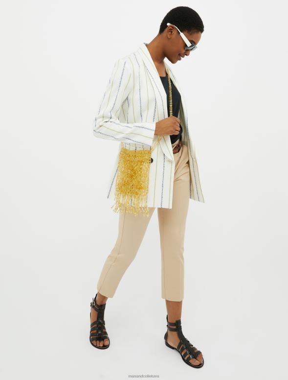 apģērbu 8VJP662 melns raksts kokvilnas džersija t-krekls ar laivu apkakli sievietes MAX&Co.