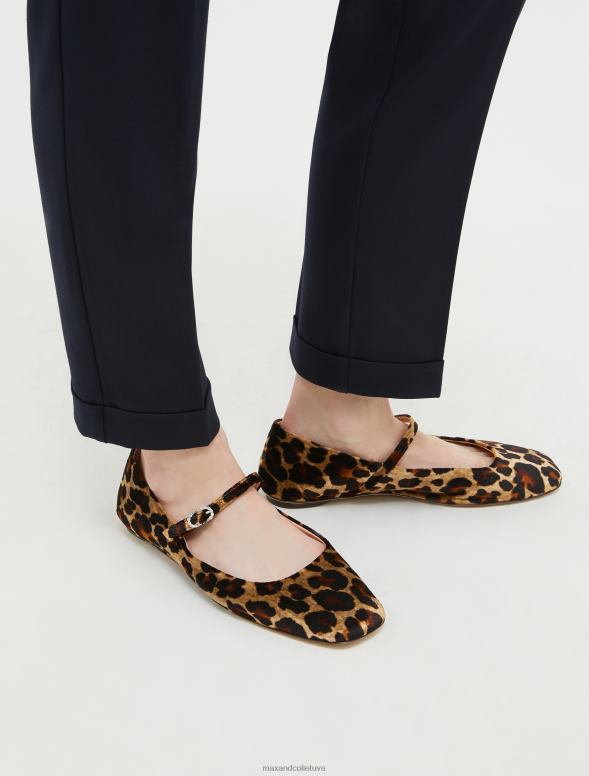 kurpes 8VJP968 brūns animalier samta baleta dzīvokļi sievietes MAX&Co.