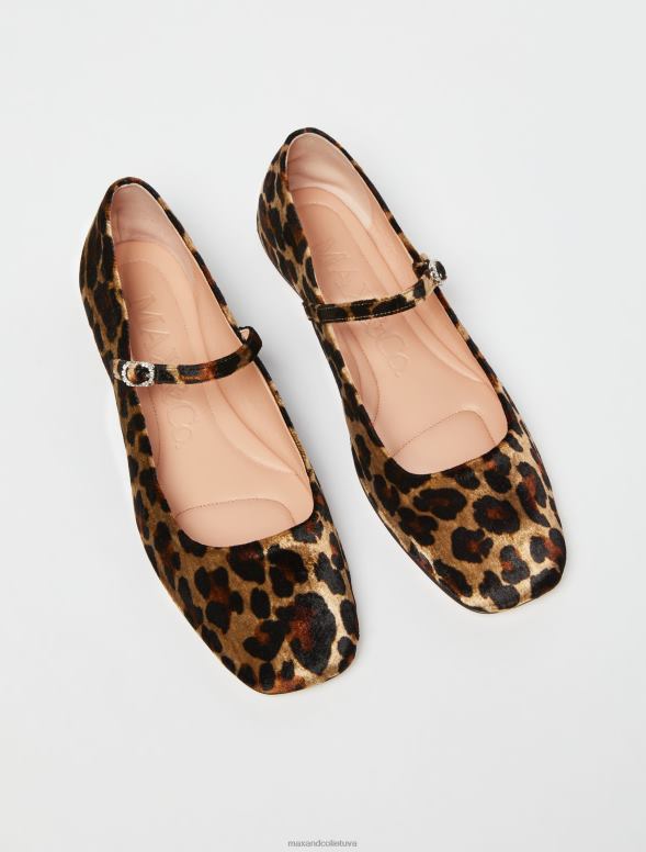 kurpes 8VJP968 brūns animalier samta baleta dzīvokļi sievietes MAX&Co.