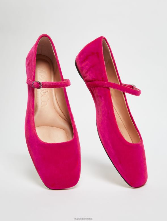 kurpes 8VJP970 fuksija samta baleta dzīvokļi sievietes MAX&Co.
