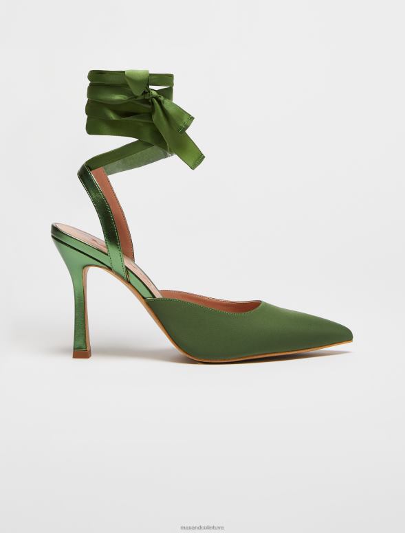 kurpes 8VJP944 zaļš satīna tiesas kurpes sievietes MAX&Co.