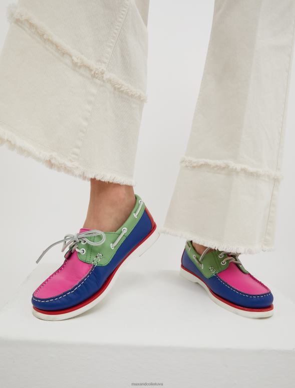 kurpes 8VJP960 pusnakts zils krāsu bloķētas laivu kurpes sievietes MAX&Co.