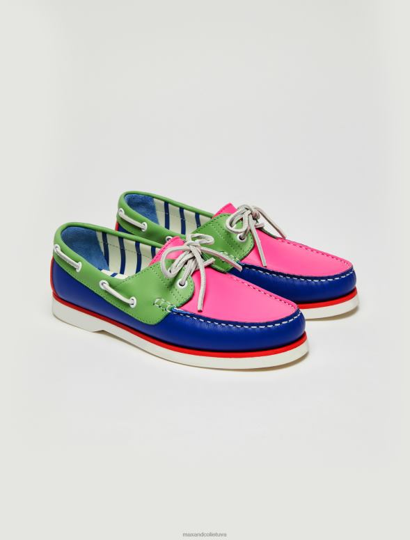 kurpes 8VJP960 pusnakts zils krāsu bloķētas laivu kurpes sievietes MAX&Co.