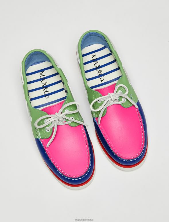 kurpes 8VJP960 pusnakts zils krāsu bloķētas laivu kurpes sievietes MAX&Co.