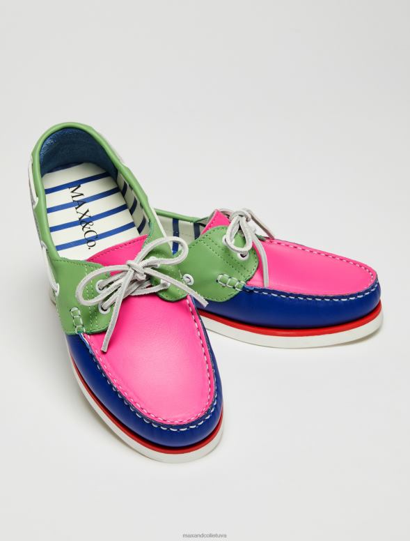 kurpes 8VJP960 pusnakts zils krāsu bloķētas laivu kurpes sievietes MAX&Co.