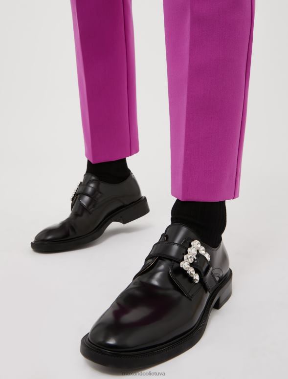 kurpes 8VJP961 melns dārgakmeņu ādas apavi sievietes MAX&Co.