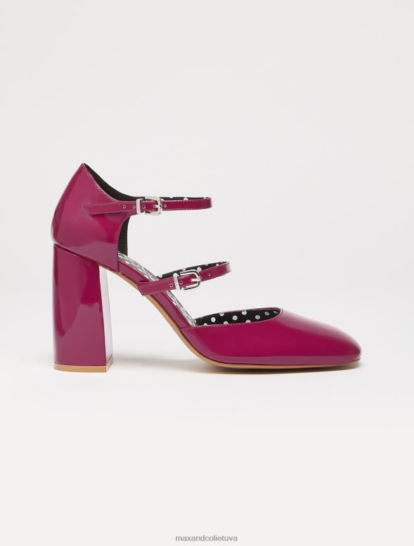 kurpes 8VJP986 fuksija dubultās siksnas Mary Jane papēži sievietes MAX&Co.