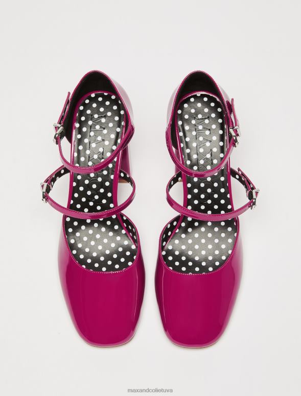 kurpes 8VJP986 fuksija dubultās siksnas Mary Jane papēži sievietes MAX&Co.
