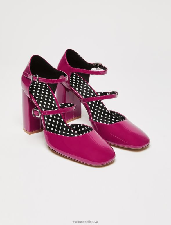 kurpes 8VJP986 fuksija dubultās siksnas Mary Jane papēži sievietes MAX&Co.