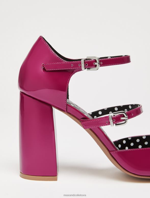 kurpes 8VJP986 fuksija dubultās siksnas Mary Jane papēži sievietes MAX&Co.