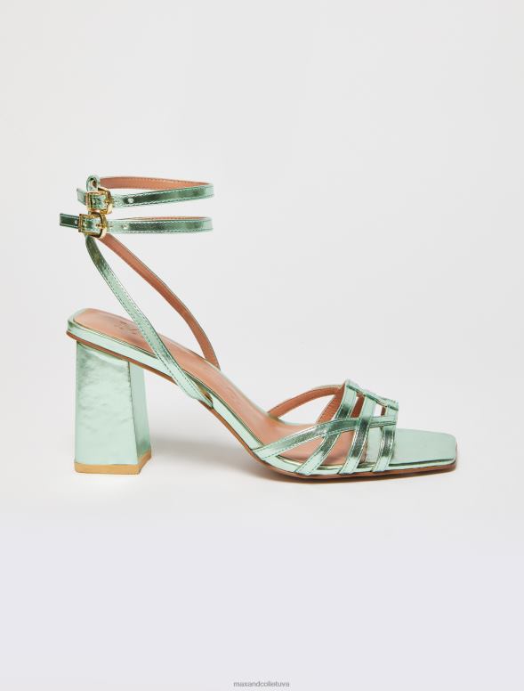 kurpes 8VJP939 zaļš metāla sandales ar papēžiem sievietes MAX&Co.