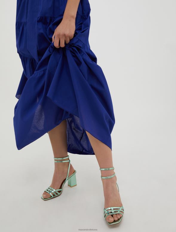 kurpes 8VJP939 zaļš metāla sandales ar papēžiem sievietes MAX&Co.