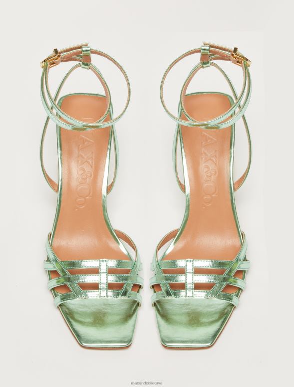 kurpes 8VJP939 zaļš metāla sandales ar papēžiem sievietes MAX&Co.
