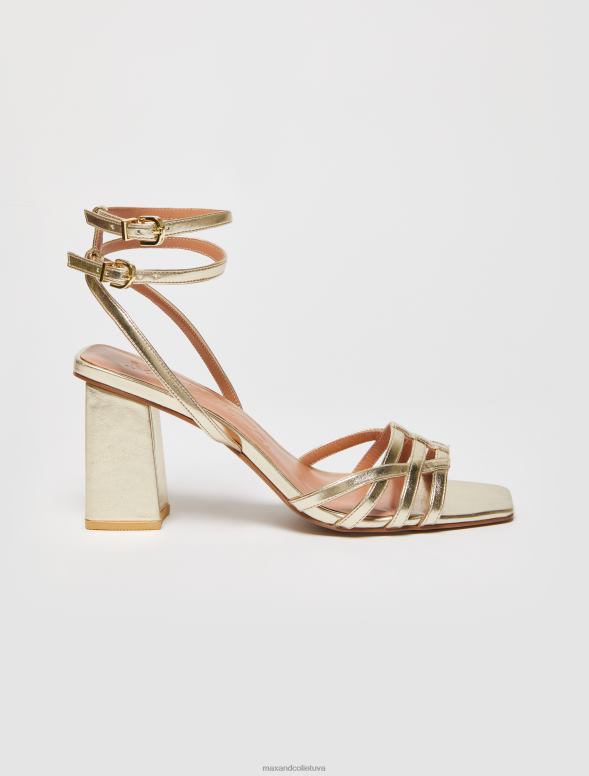 kurpes 8VJP940 zelts metāla sandales ar papēžiem sievietes MAX&Co.