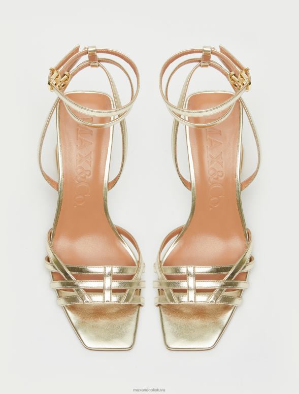 kurpes 8VJP940 zelts metāla sandales ar papēžiem sievietes MAX&Co.