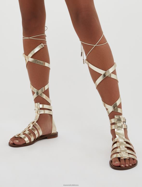 kurpes 8VJP941 zelts ādas gladiatoru sandales sievietes MAX&Co.
