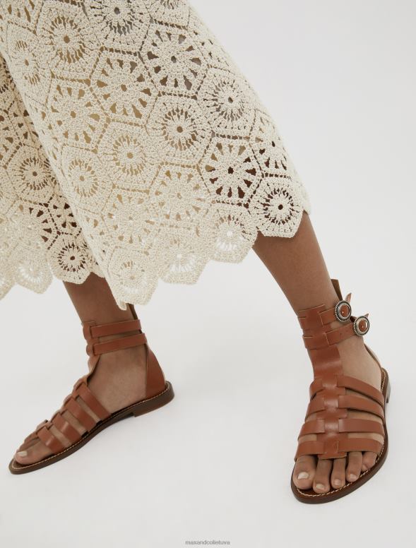 kurpes 8VJP942 iedegums ādas gladiatoru sandales sievietes MAX&Co.