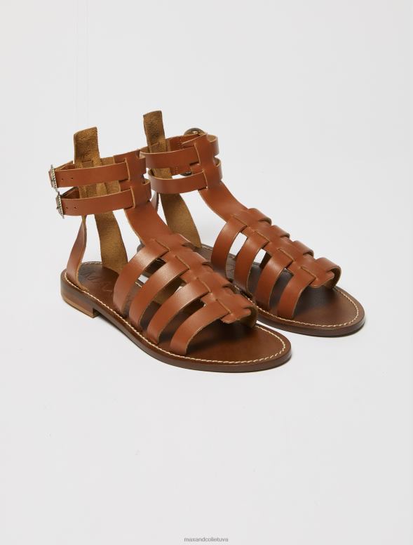 kurpes 8VJP942 iedegums ādas gladiatoru sandales sievietes MAX&Co.
