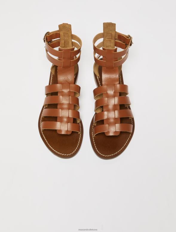 kurpes 8VJP942 iedegums ādas gladiatoru sandales sievietes MAX&Co.