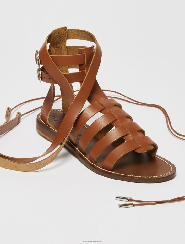 kurpes 8VJP942 iedegums ādas gladiatoru sandales sievietes MAX&Co.