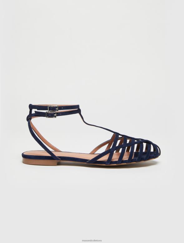 kurpes 8VJP958 rudzupuķu zils zamšādas sandales ar papēžiem sievietes MAX&Co.