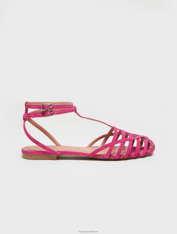 kurpes 8VJP959 fuksija zamšādas sandales ar papēžiem sievietes MAX&Co.