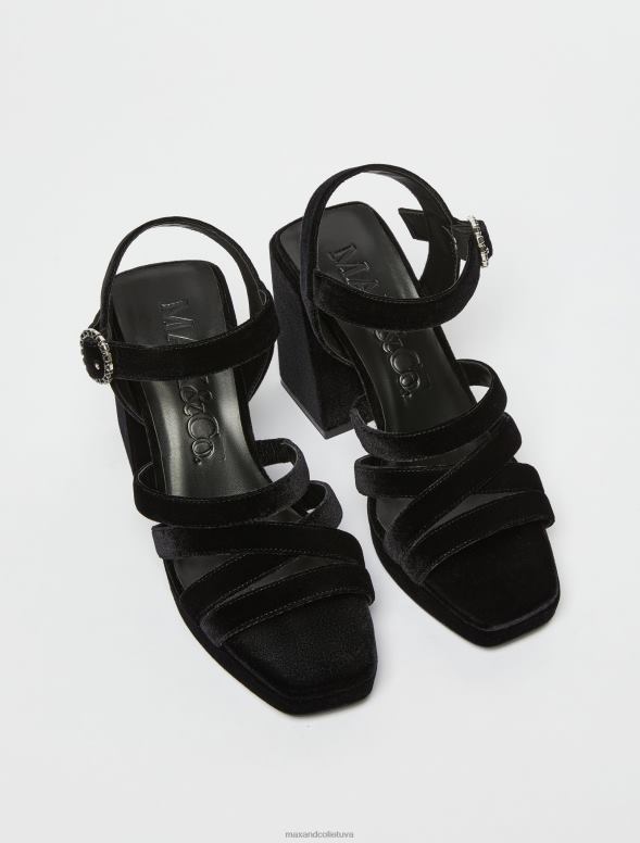 kurpes 8VJP965 melns samta platformas sandales sievietes MAX&Co.
