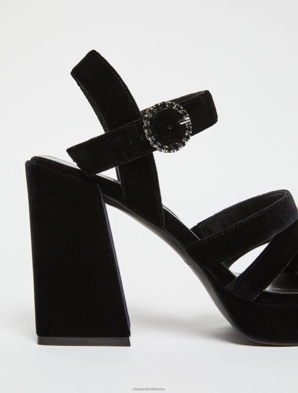kurpes 8VJP965 melns samta platformas sandales sievietes MAX&Co.