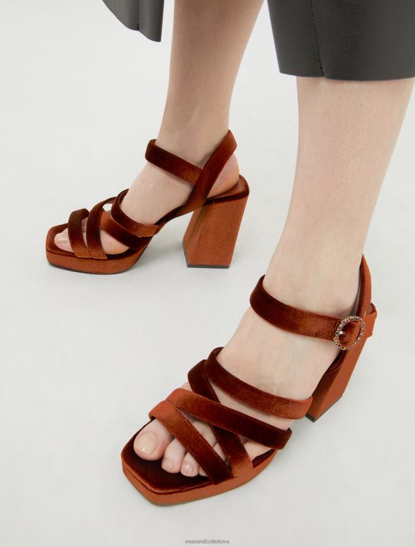 kurpes 8VJP966 rūsa samta platformas sandales sievietes MAX&Co.