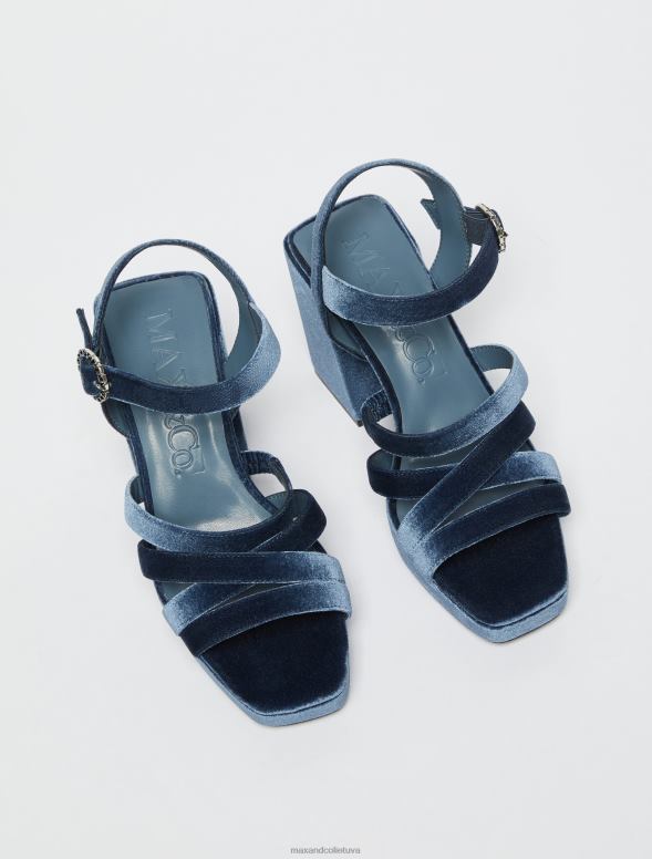 kurpes 8VJP967 jūras zils samta platformas sandales sievietes MAX&Co.
