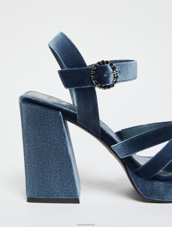 kurpes 8VJP967 jūras zils samta platformas sandales sievietes MAX&Co.