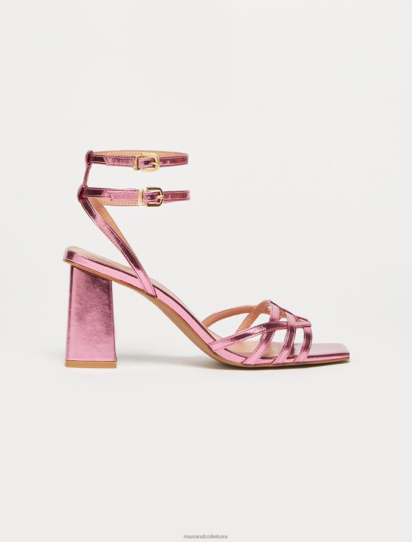 kurpes 8VJP978 violets metāla sandales ar papēžiem sievietes MAX&Co.