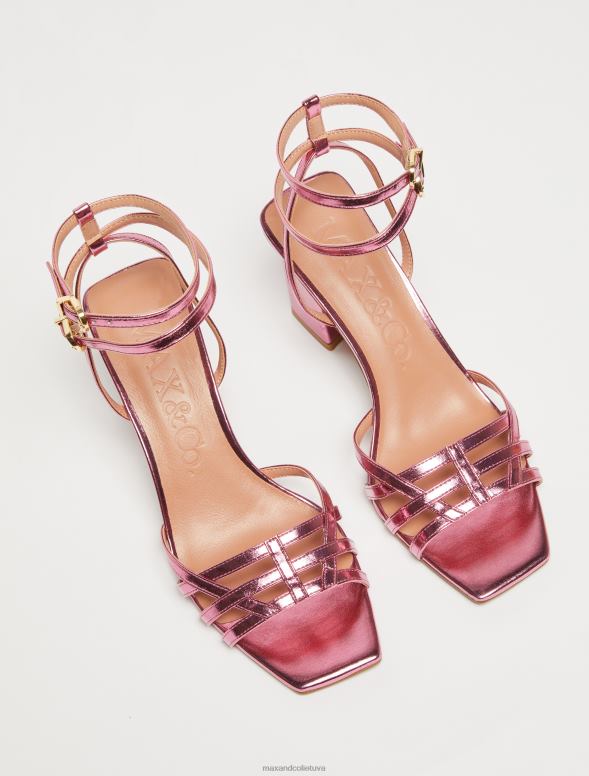 kurpes 8VJP978 violets metāla sandales ar papēžiem sievietes MAX&Co.