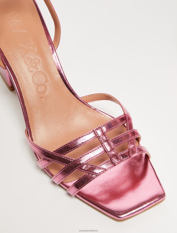 kurpes 8VJP978 violets metāla sandales ar papēžiem sievietes MAX&Co.