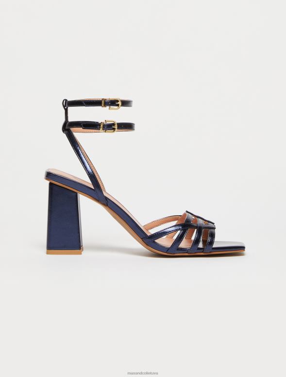 kurpes 8VJP979 pusnakts zils metāla sandales ar papēžiem sievietes MAX&Co.