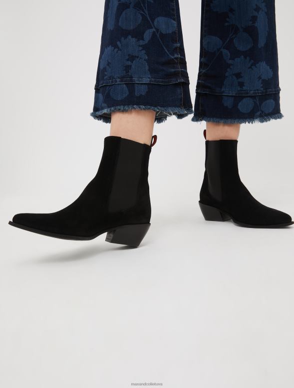 kurpes 8VJP963 melns zamšādas puszābaki sievietes MAX&Co.