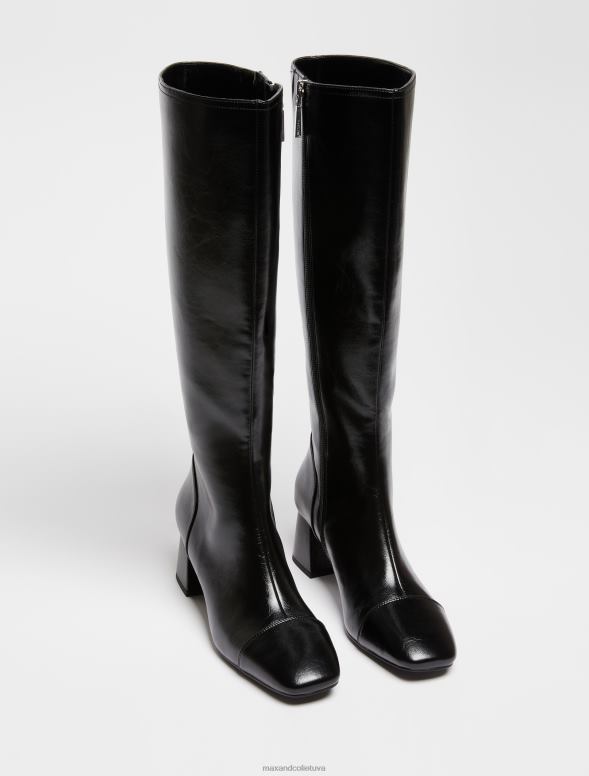 kurpes 8VJP977 melns blokpapēžu zābaki sievietes MAX&Co.