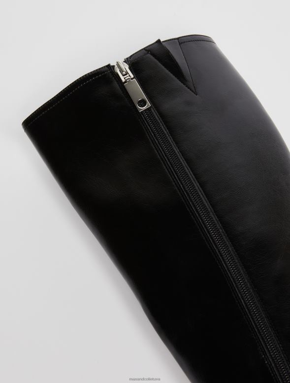 kurpes 8VJP977 melns blokpapēžu zābaki sievietes MAX&Co.