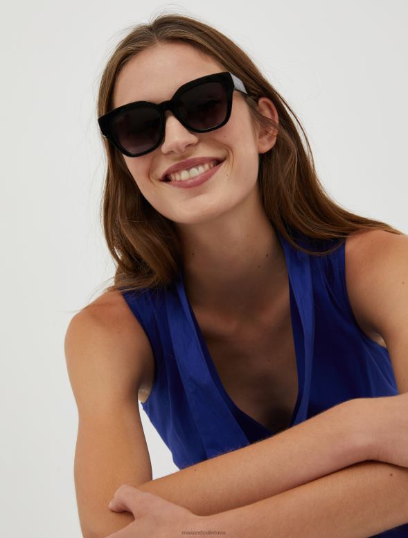 piederums 8VJP1032 melns platas tauriņa saulesbrilles sievietes MAX&Co.