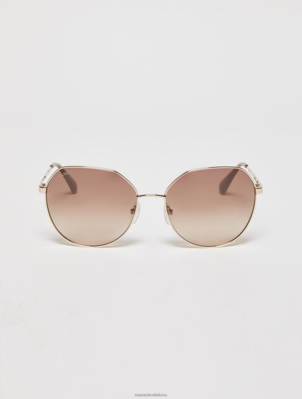 piederums 8VJP1033 tumši brūns apaļas metāla saulesbrilles sievietes MAX&Co.
