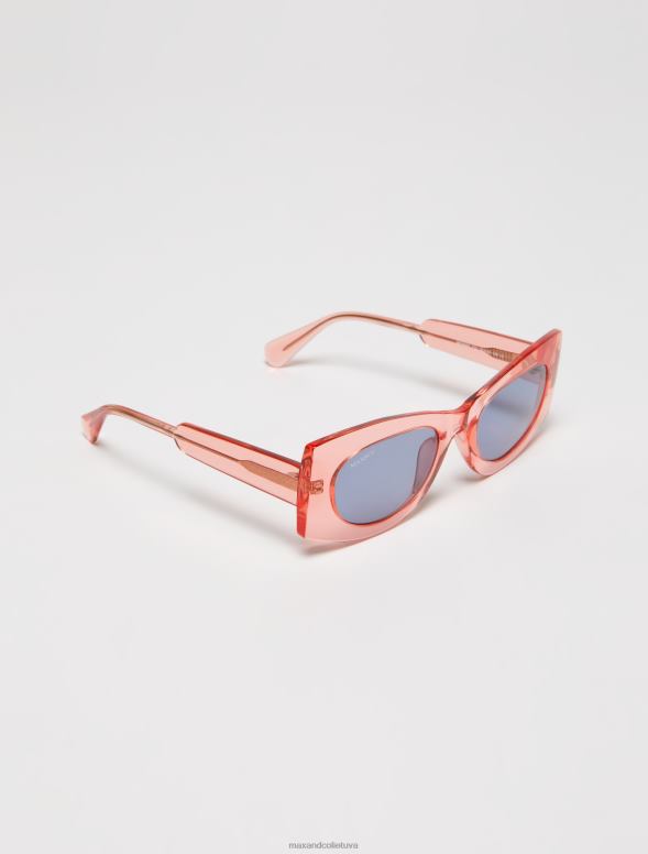 piederums 8VJP1037 sarkans sešdesmito gadu caurspīdīgās saulesbrilles sievietes MAX&Co.
