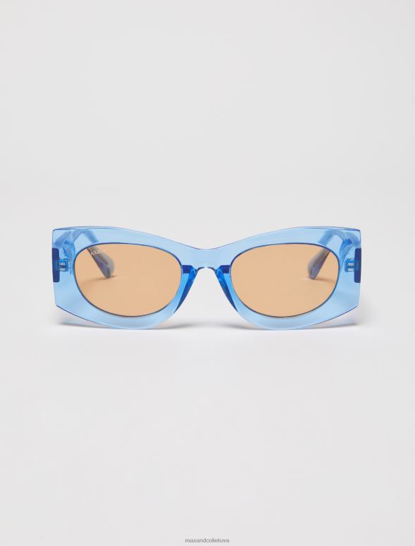 piederums 8VJP1038 tirkīza sešdesmito gadu caurspīdīgās saulesbrilles sievietes MAX&Co.