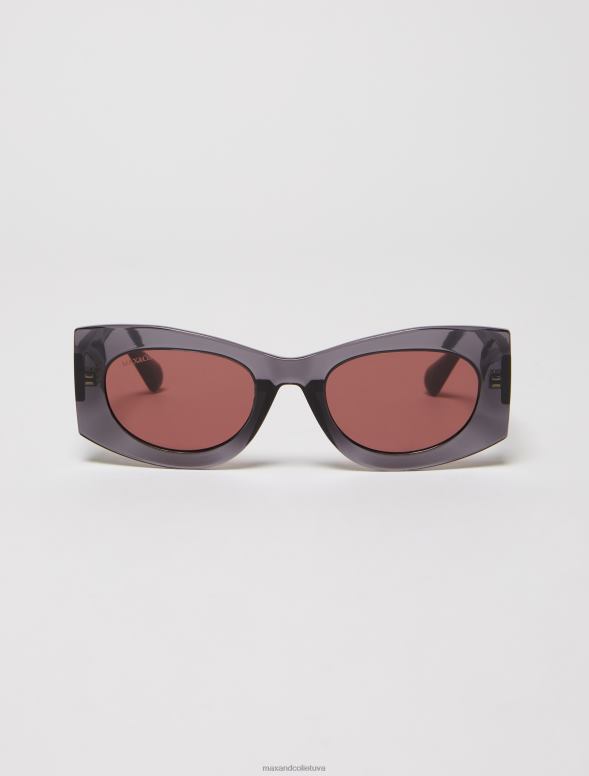 piederums 8VJP1039 tumši pelēks sešdesmito gadu caurspīdīgās saulesbrilles sievietes MAX&Co.