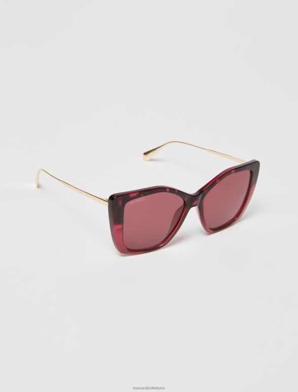 piederums 8VJP1042 bordo ģeometriskas kaķacu saulesbrilles sievietes MAX&Co.
