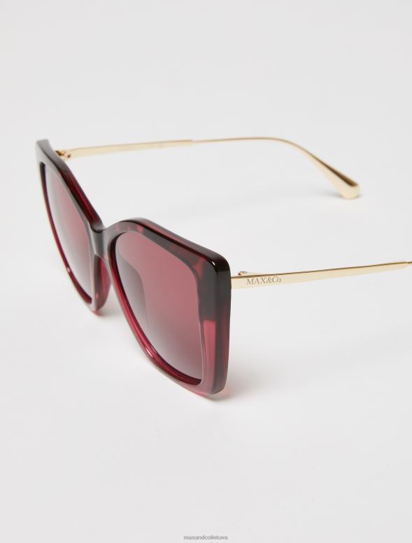 piederums 8VJP1042 bordo ģeometriskas kaķacu saulesbrilles sievietes MAX&Co.